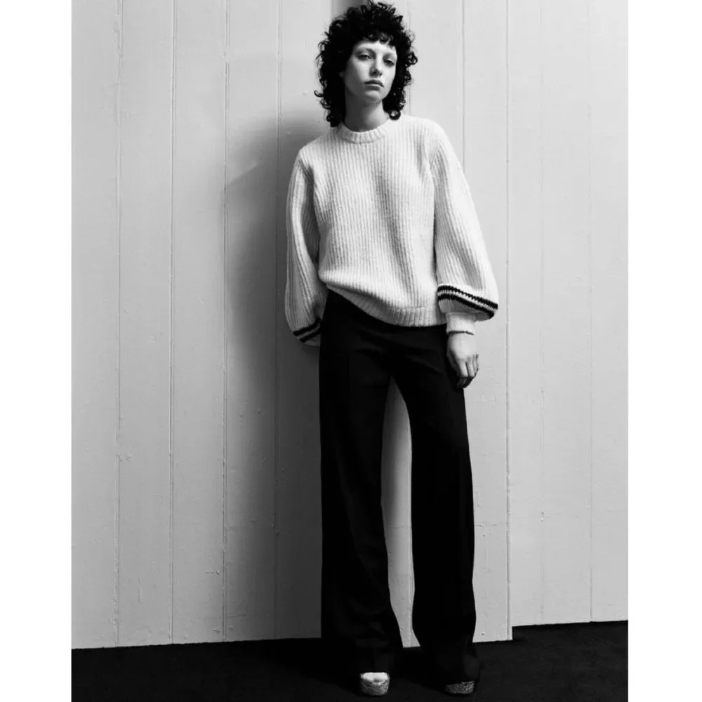 BELLA FREUD Hunky Dory Ribbed Knit Wool Sweater in Ivory Women's Size XS - Picture 3 of 14